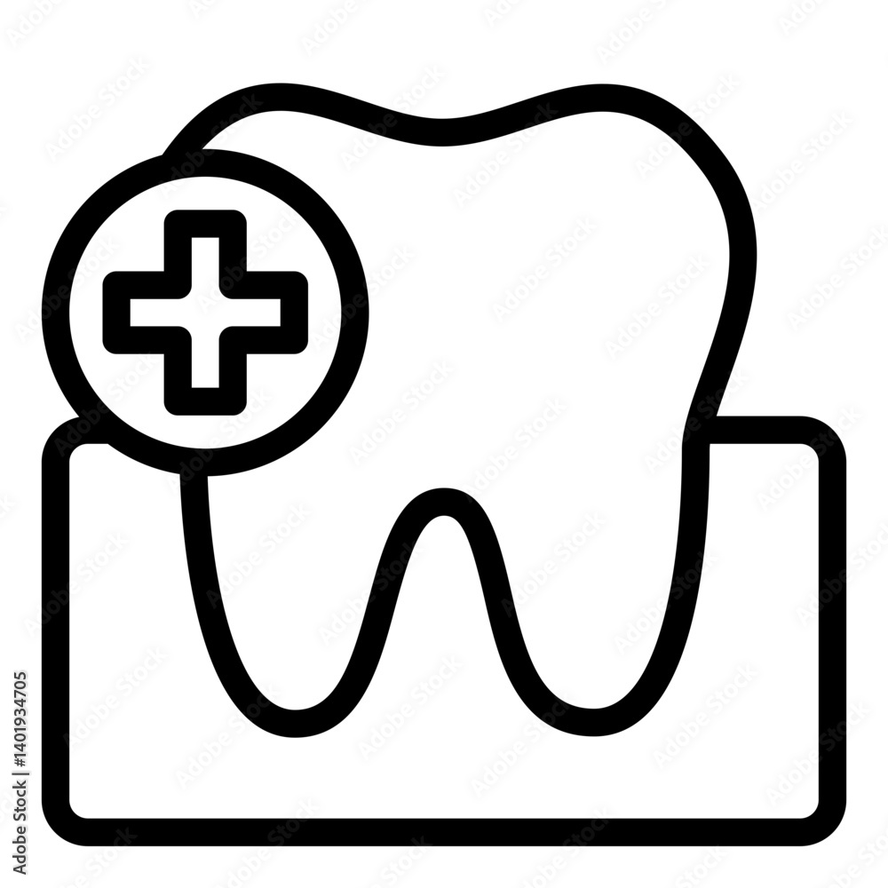 oral health outline icon with dental checkup tooth