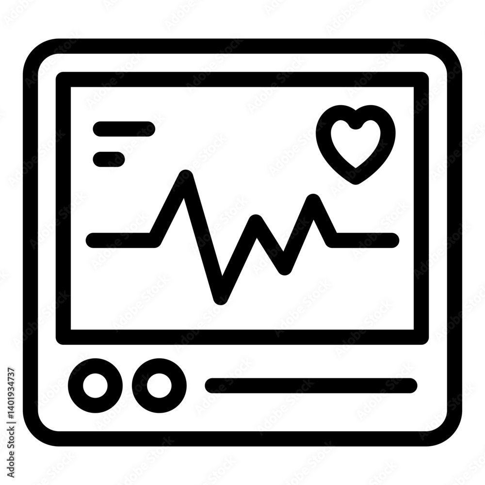 heart monitor outline icon for ecg wave report test heart monitor outline icon for ecg wave report test