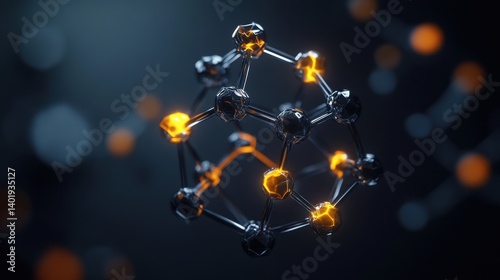 an abstract schematic representation of a sulfur hexafluoride molecule (SF6)