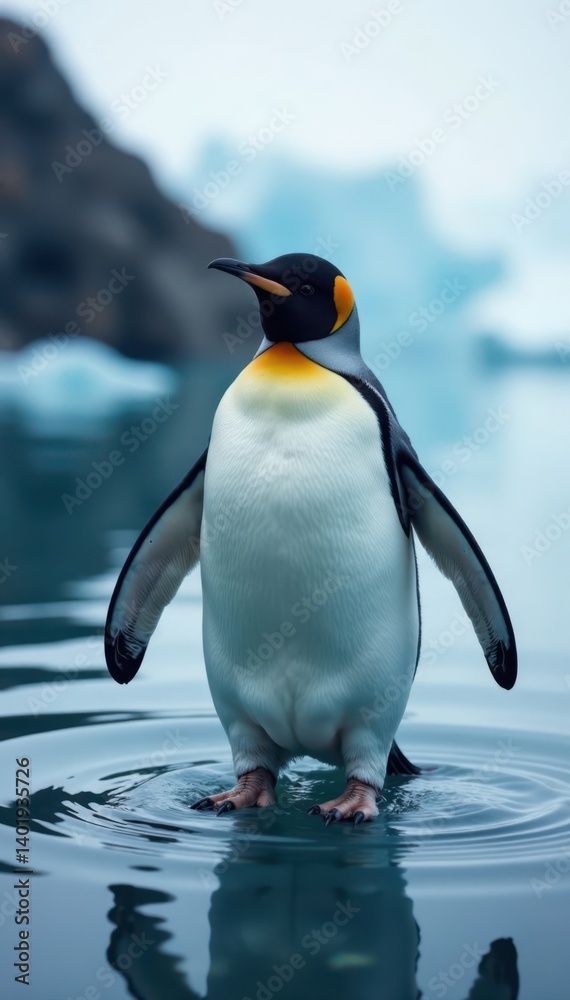 Fototapeta premium Penguin feet in icy waters , wildlife, waddling