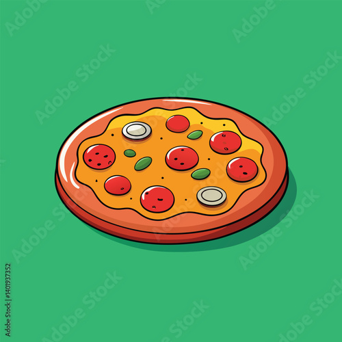 Italian food pizza, Pizza Margherita with tomatoes and mozzarella. Vector illustration