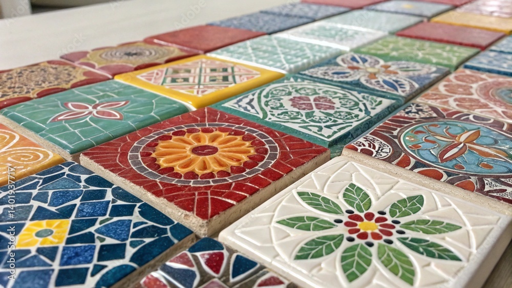 Naklejka premium Ceramic Mosaic Tiles Texture,Broken tiles mosaic seamless pattern