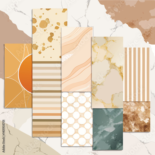 Abstract, minimalist design with textured patterns