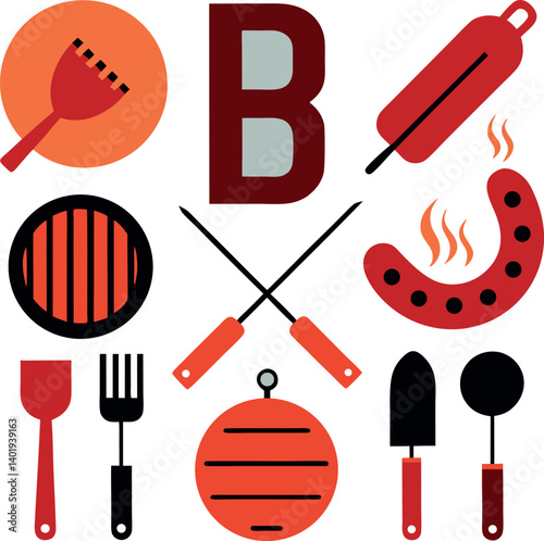 different-bbq-vector-element-set