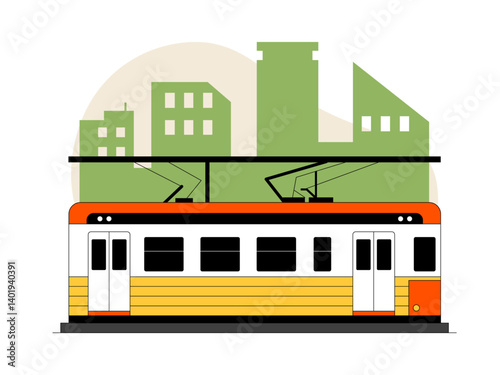 Tram illustration. Modern transportation illustration. City vehicle concept. Flat vector illustration.