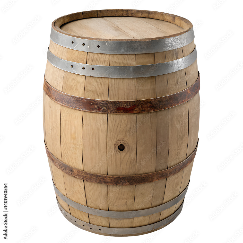 Fototapeta premium Wooden barrel on transparent background