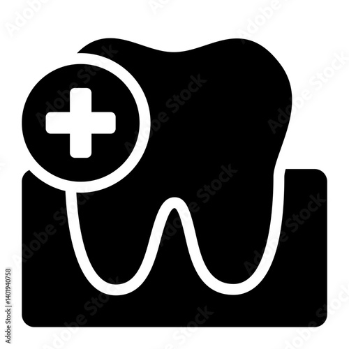 oral health glyph icon with dental checkup tooth