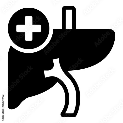 liver test glyph icon with organ health checkup