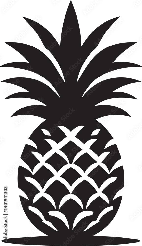 Obraz premium pineapple vector illustration, pineapple silhouette vector, pineapple logo vector black on white background