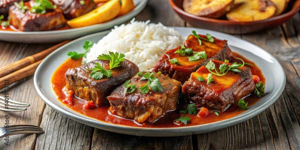 Braised beef short ribs in rich tomato sauce Braised beef short ribs in rich tomato sauce