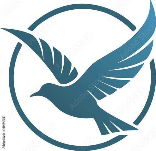 Silhouette of a bird flying free logo flat