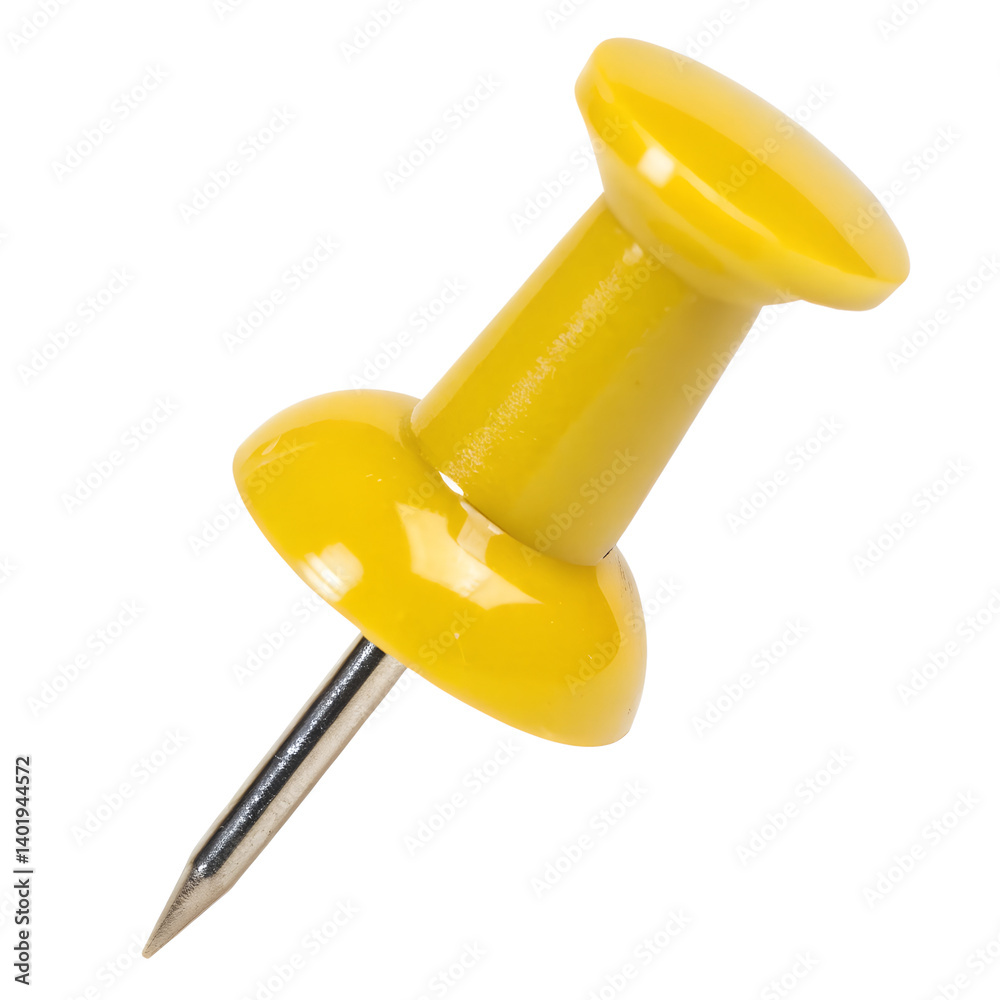 Yellow push pin isolated on transparent background Yellow push pin isolated on transparent background