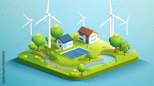 Green energy concept isometric vector image