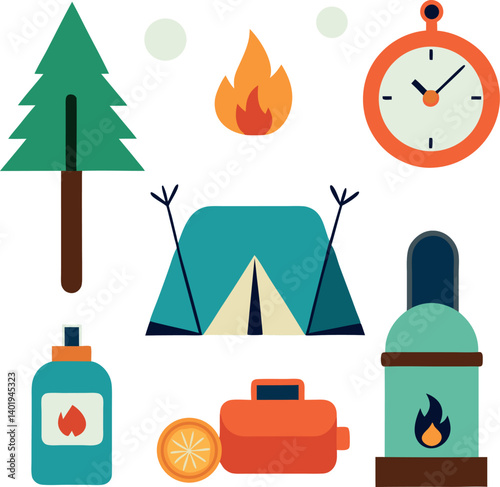 different-camping-vector-element-set