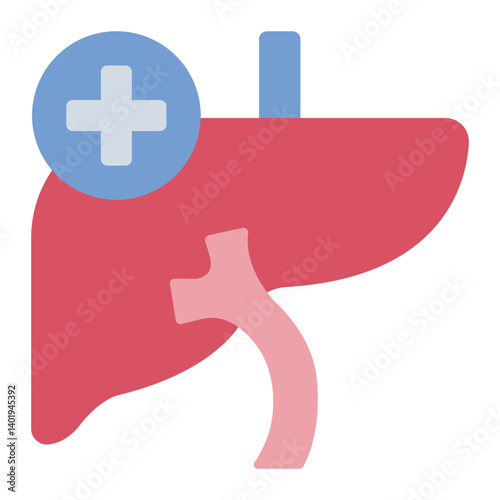 liver test flat icon with organ health checkup