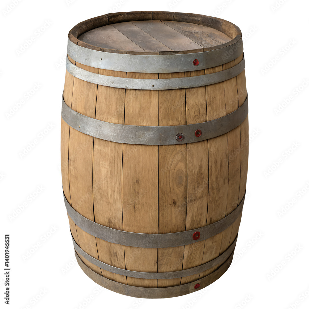 Fototapeta premium Wooden barrel on transparent background