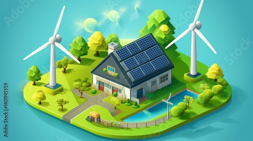 Green energy concept isometric vector image