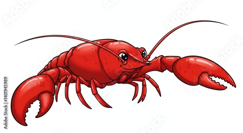 Red cartoon crawfish illustration