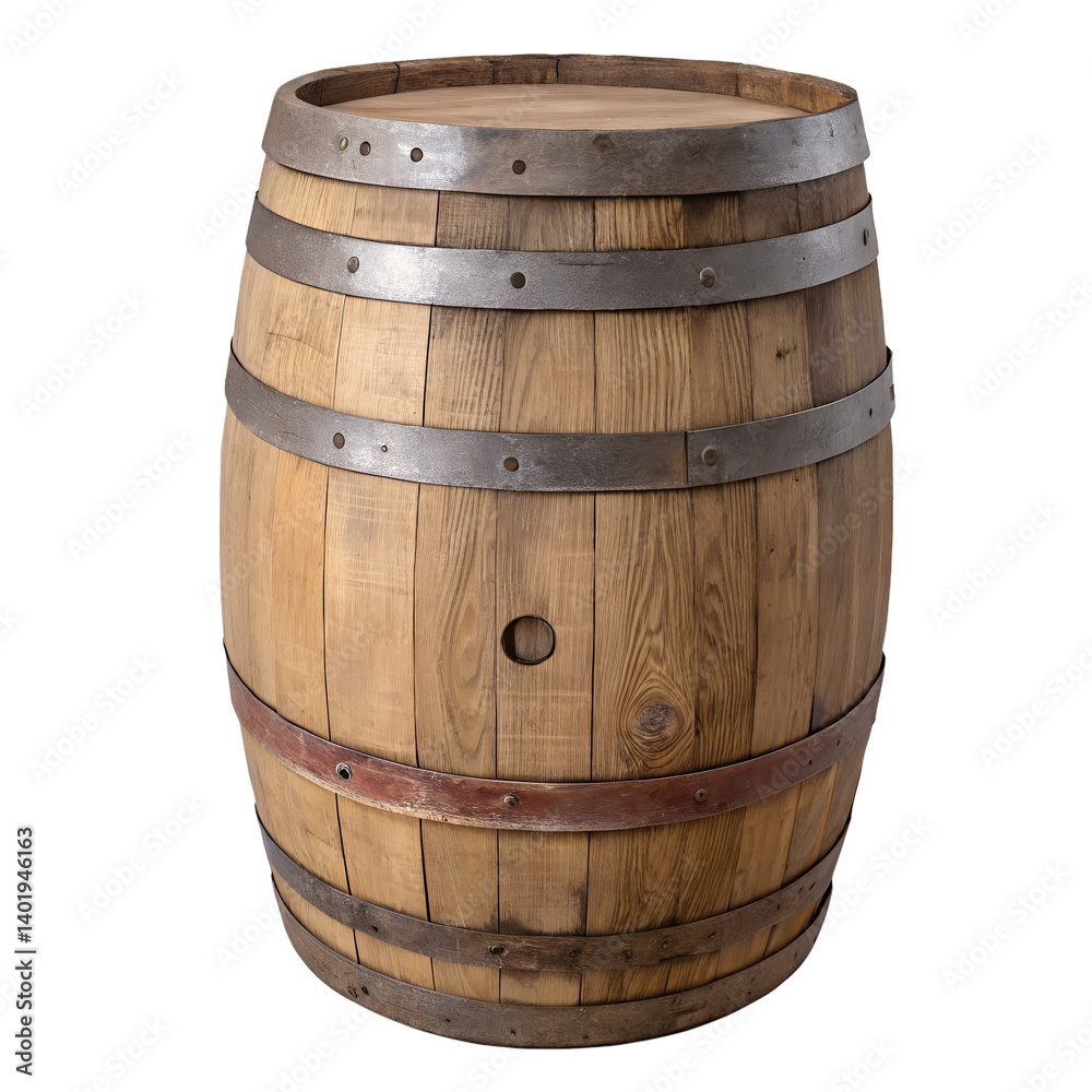 Obraz premium Wooden barrel on transparent background