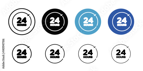 24 hours icon Thin line art collection