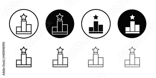 champion podium icon Thin line art collection