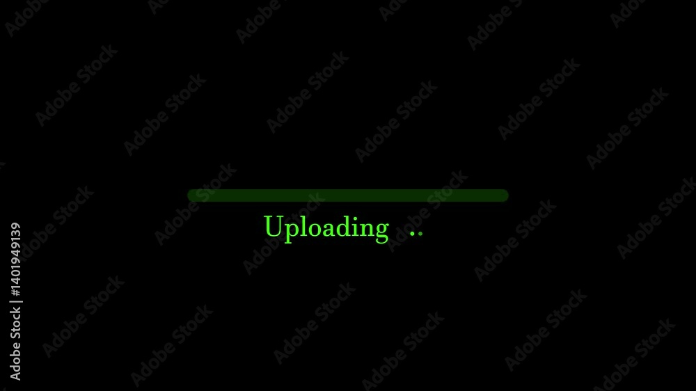 Uploading bar animation on black background. process of uploading animation on black background.