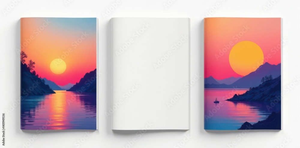 Naklejka premium Minimalist Magazine Cover Templates on White Background , clean, magazine