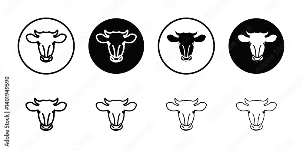 Fototapeta premium cow head icon Thin line art collection