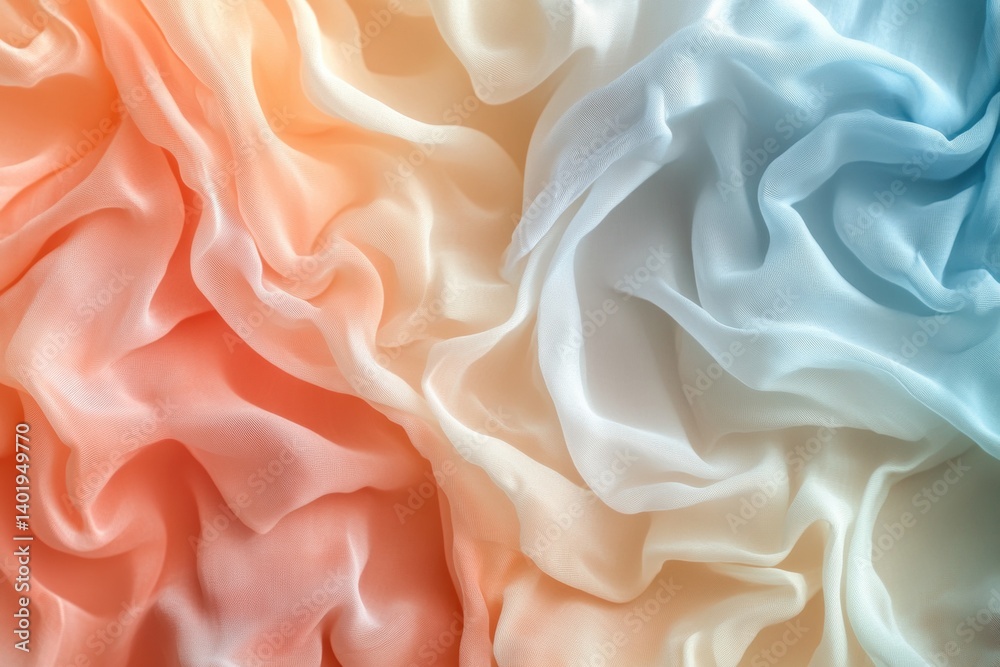 Colorful translucent fabric draped into soft flowing and elegant forms Colorful translucent fabric draped into soft flowing and elegant forms