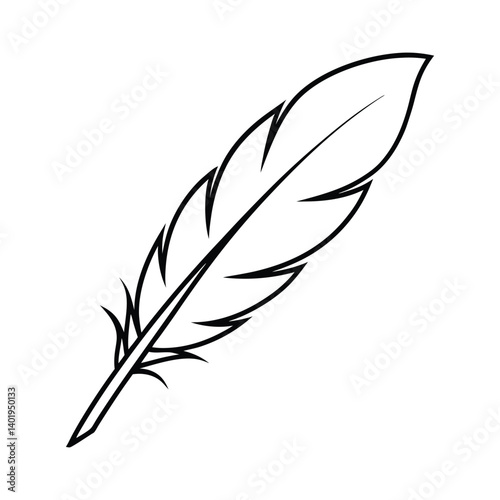 outline Nature Feather Logo, Elegant Minimalist Design, Clean Branding Icon

