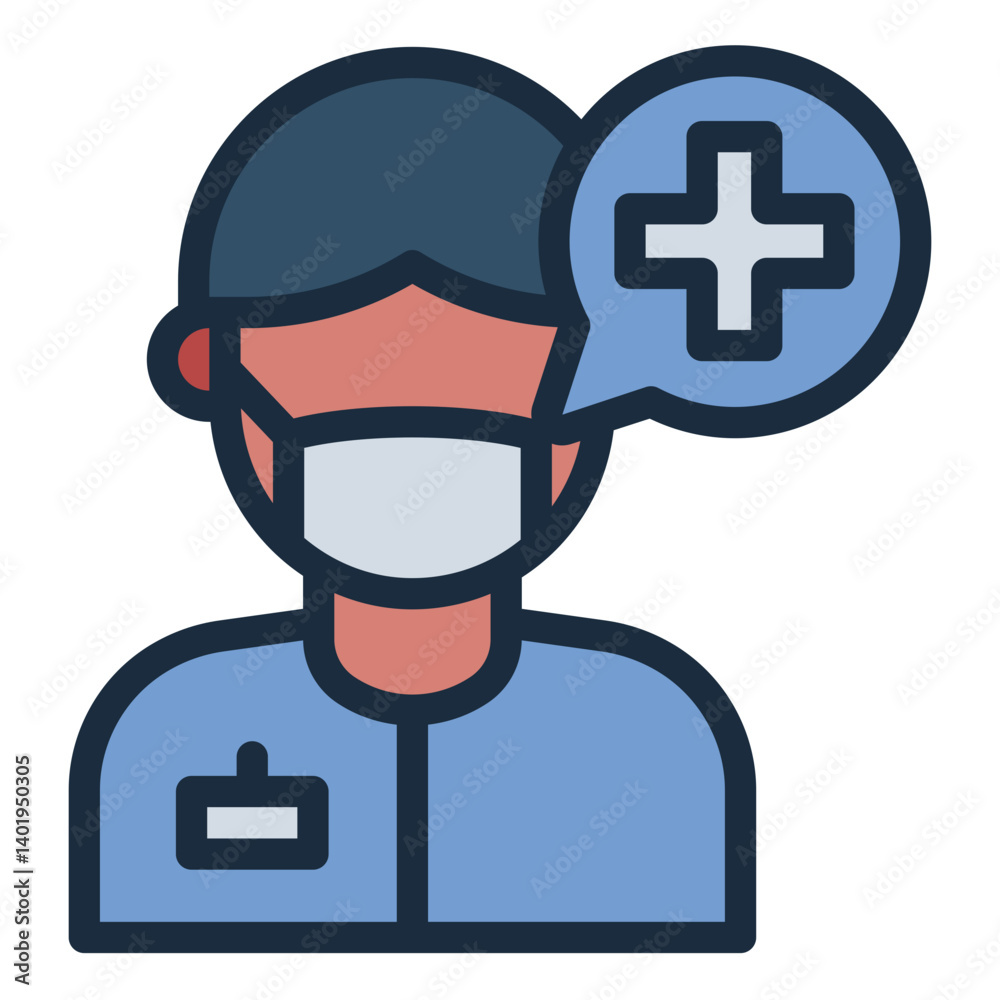 health talk filled line icon with doctor consultation face health talk filled line icon with doctor consultation face