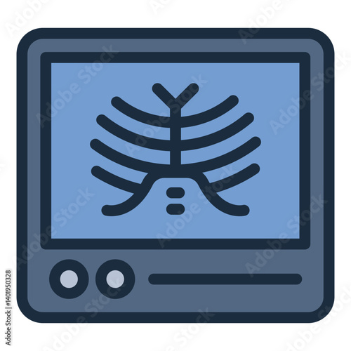 body scan filled line icon with chest x ray display