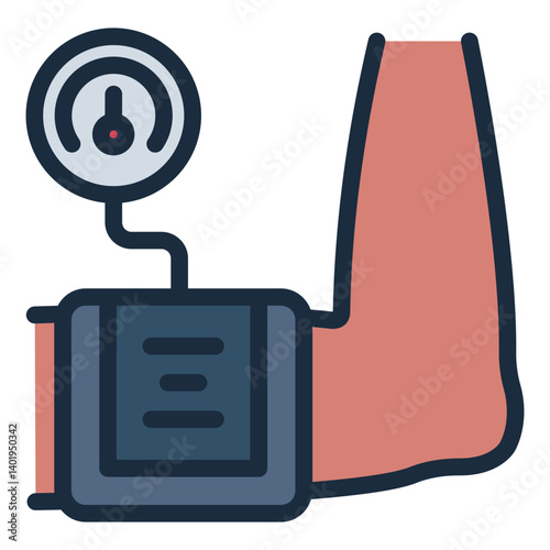 arm cuff filled line icon for blood pressure health test