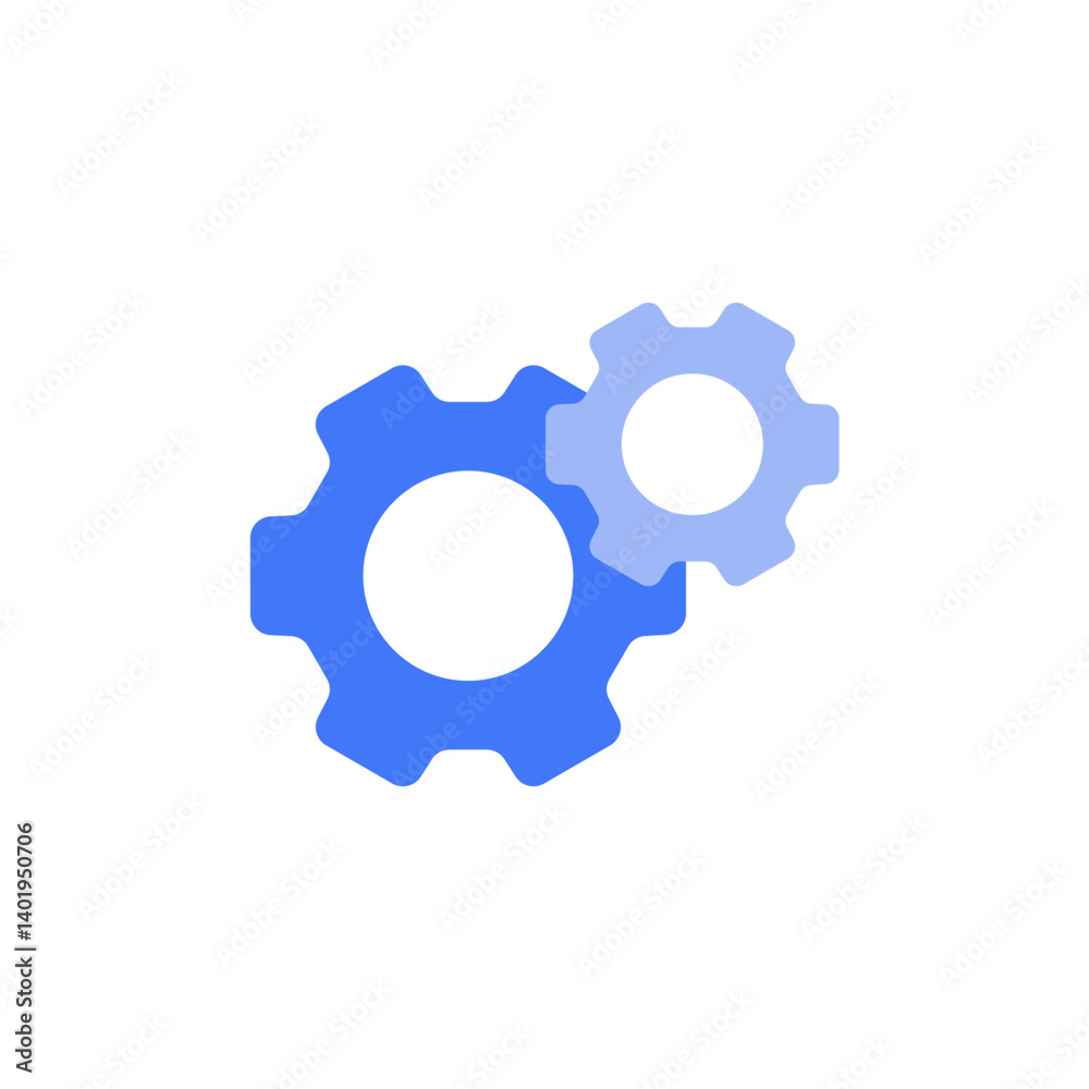 Settings Gear Blue Icon showing Configuration and System Customization Settings Gear Blue Icon showing Configuration and System Customization