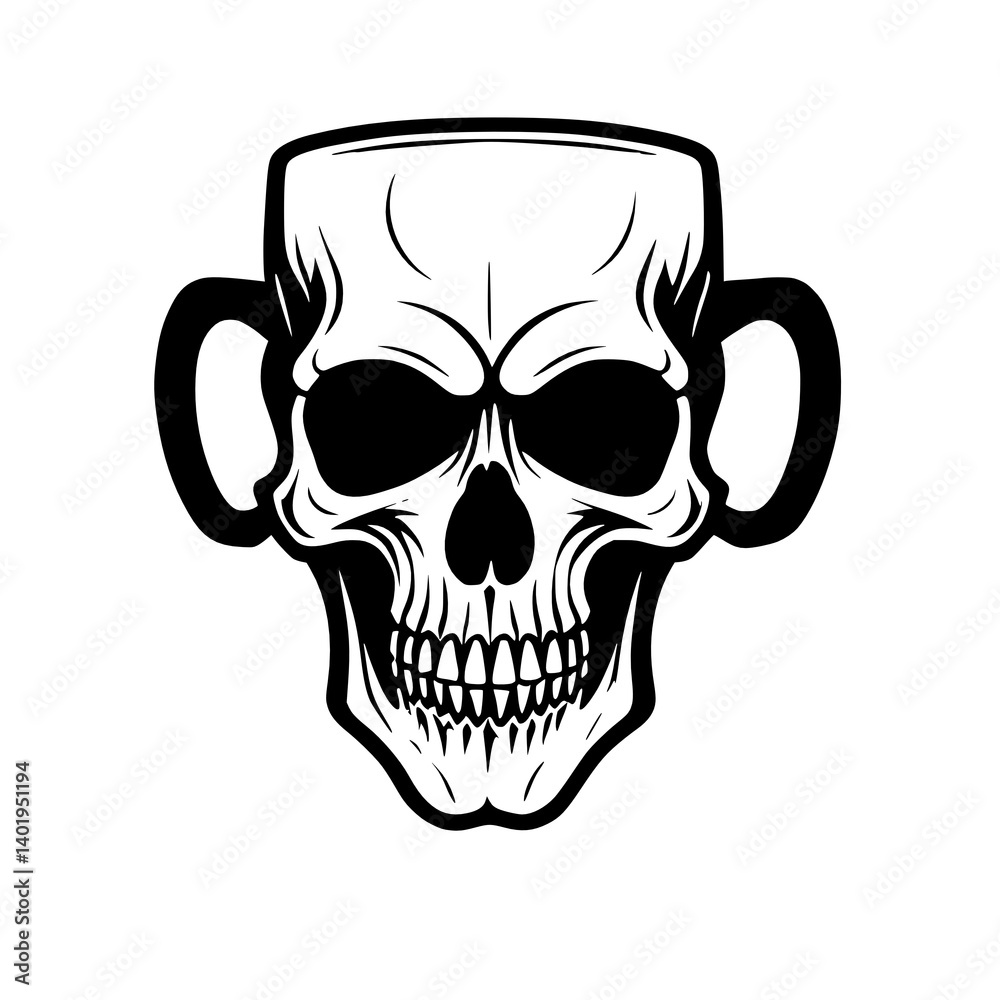 art illustration with skull mug art illustration with skull mug