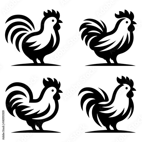 Gentle chicken silhouette bundle for art and creativity