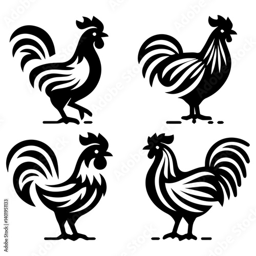 Fantastic black hen silhouettes for nature-inspired projects