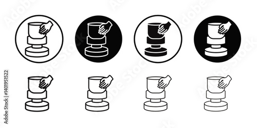 Handmade pottery icon Thin line art collection