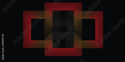 Black colour abstract background with red colour geometric glowing lines design background vector illustration. Degital futuristic technology,Luxury,graphic. Perfect for modern projects, business.