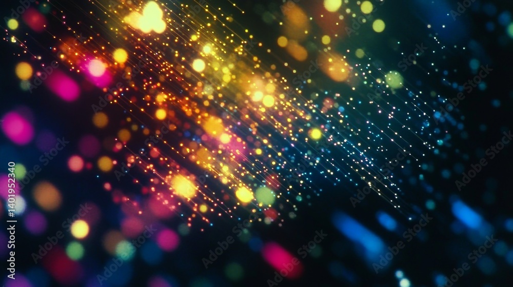 Obraz premium Cinematic Shot of Colorful Data Points and Lines in Motion