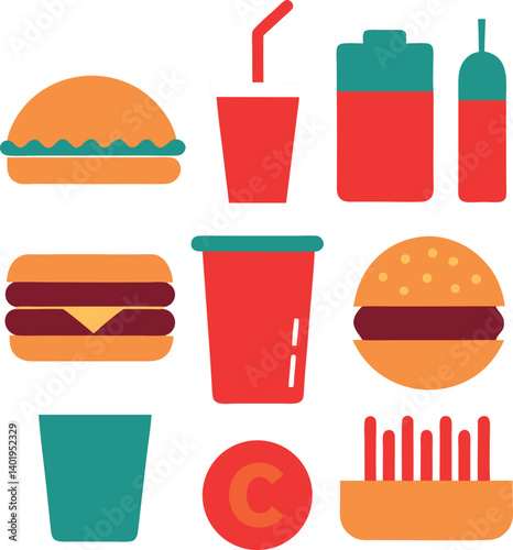 different-combo-box-meals-vector-element-set