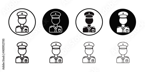 Male chief officer icon Thin line art collection