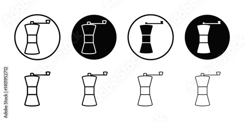 Manual coffee grinder icon Thin line art collection