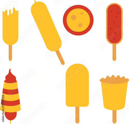 different-corn-dog-vector-element-set
