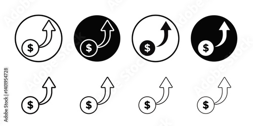 Rise price icon Thin line art collection