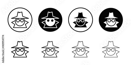 Secret agent icon Thin line art collection