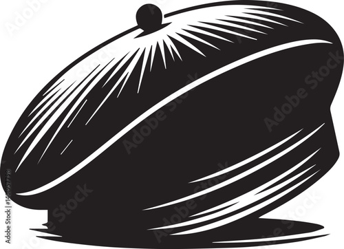 Black beret hat icon shape silhouette, Beret Hat illustration, Beret Hat silhouette vector isolated on white background