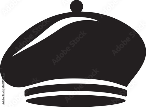Black beret hat icon shape silhouette, Beret Hat illustration, Beret Hat silhouette vector isolated on white background
