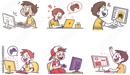 Flat Illustration of People Doing Online Shopping and E-commerce Activities.