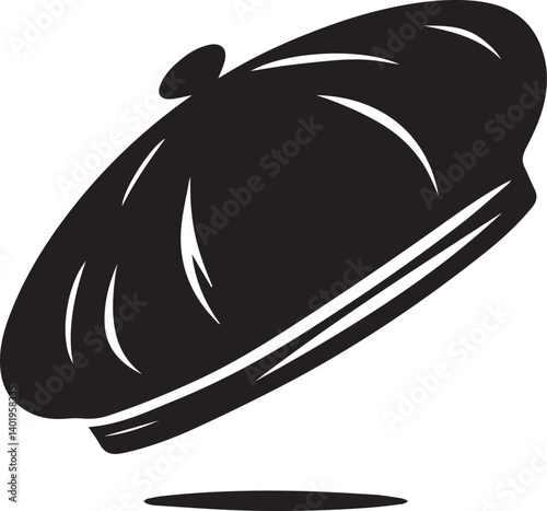 Black beret hat icon shape silhouette, Beret Hat illustration, Beret Hat silhouette vector isolated on white background